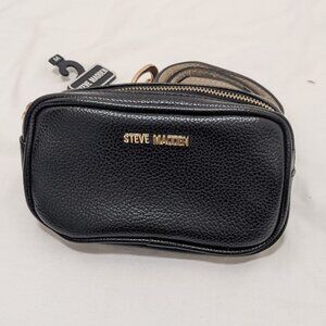 Steve Madden Black Leather Gold Hardware Belt Bag